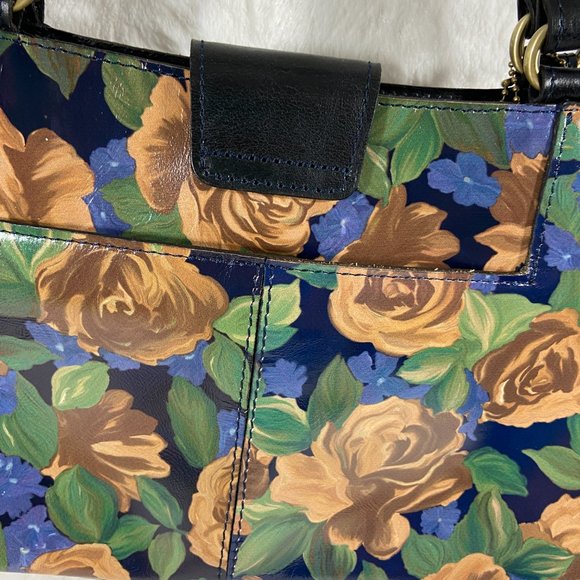 Patricia Nash Leather Rienzo Blue Sky Rose Bag Handbag Purse EUC - Picture 4 of 12